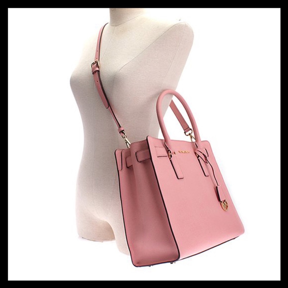 MICHAEL KORS Dillon Large Top Zip Saffiano Leather Satchel Pale Pink - Picture 10 of 12